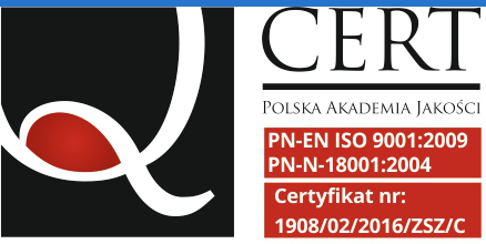 Certyfikat - Polska Akademia Jakości PN-EN ISO 9001:2009 PN-N-18001:2004 Certyfikat nr: 1908/02/2016/ZSZ/C